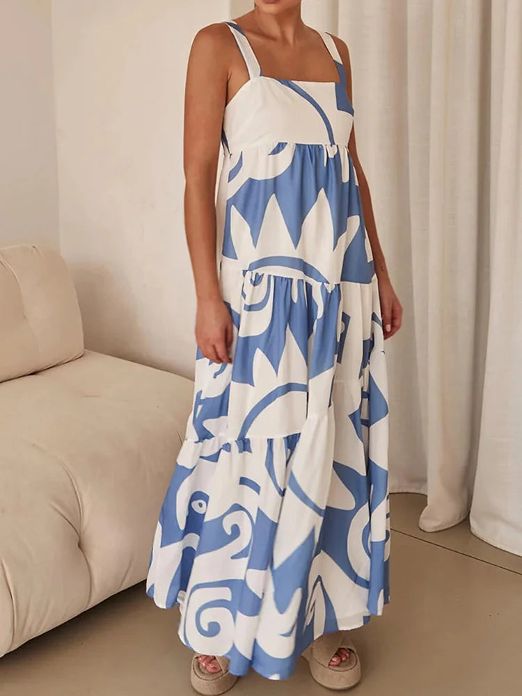 Maréa® | Vestido estampado azul blanco